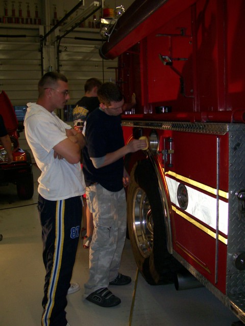 Firefighter Barnes overseeing the work on Engine 21